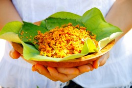 Herbs for prakob - the orange colour comes from plai and turmeric