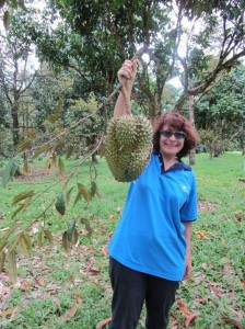 Having fun with durian